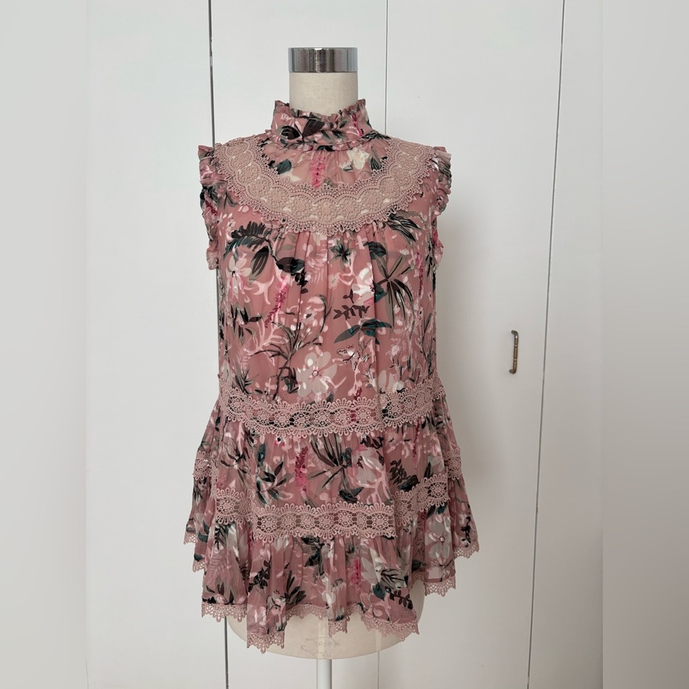 Kate Spade Floral Lace Trim Top